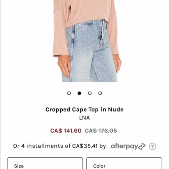 Lna | Nwt Revolve Cropped Cape Top Nude Small - Picture 4 of 10